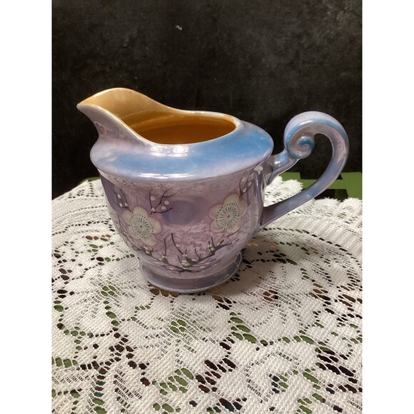 Vintage Occupied Japan Lustercraft Cherry Blossoms Creamer - Picture 10 of 10
